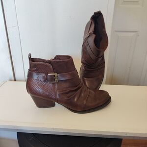 Women's BareTraps Rebel Brown Ankle Booties with Buckle Detail